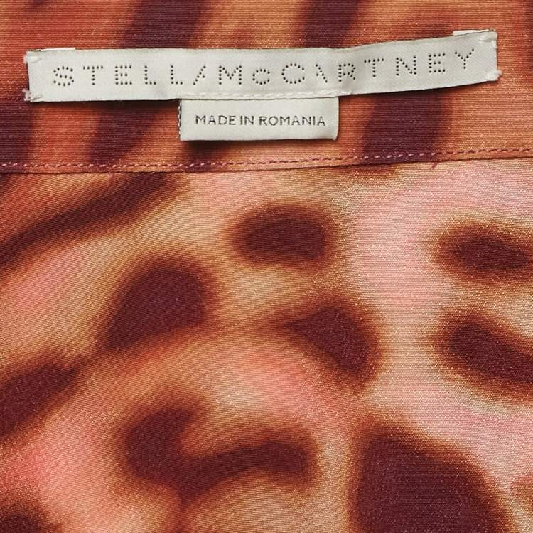 Pre Owned Stella McCartney Multicolor Leopard Print Silk Button Front Shirt XS