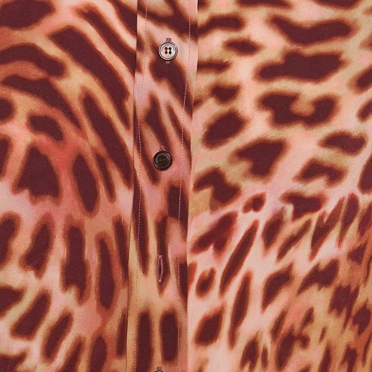 Pre Owned Stella McCartney Multicolor Leopard Print Silk Button Front Shirt XS
