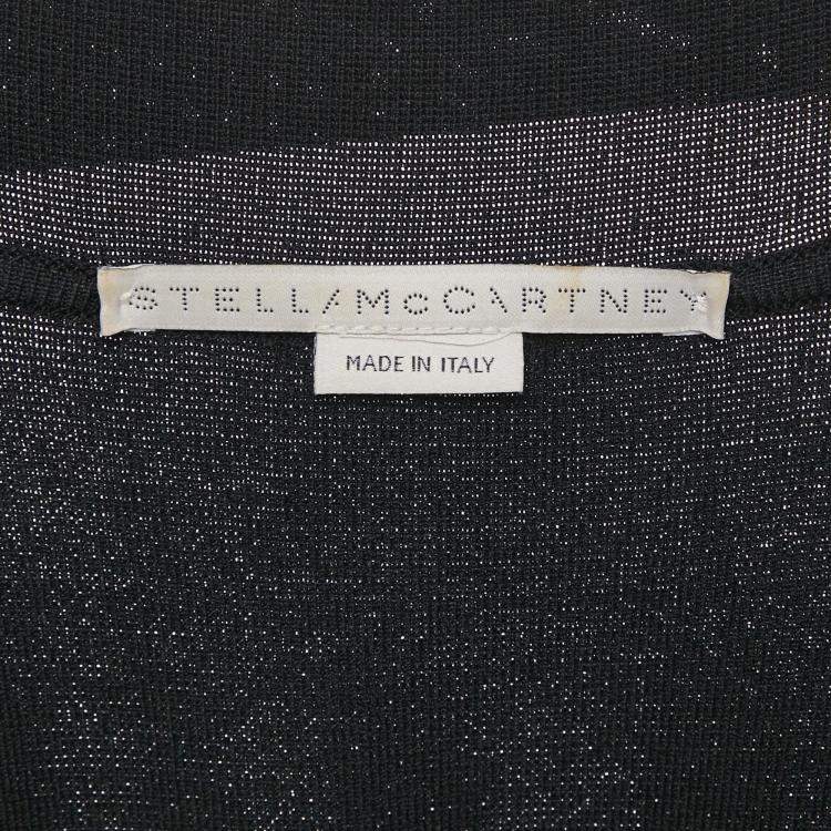 Pre Owned Stella McCartney Black Stretch Knit Collared Midi Dress M