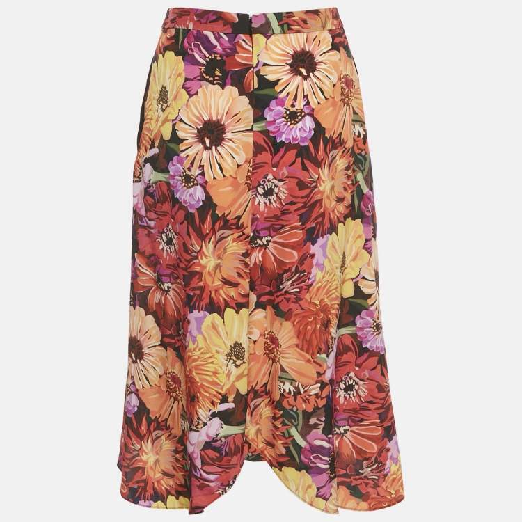 Pre Owned Stella McCartney Multicolor Floral Print Silk Wrap Style Skirt XS