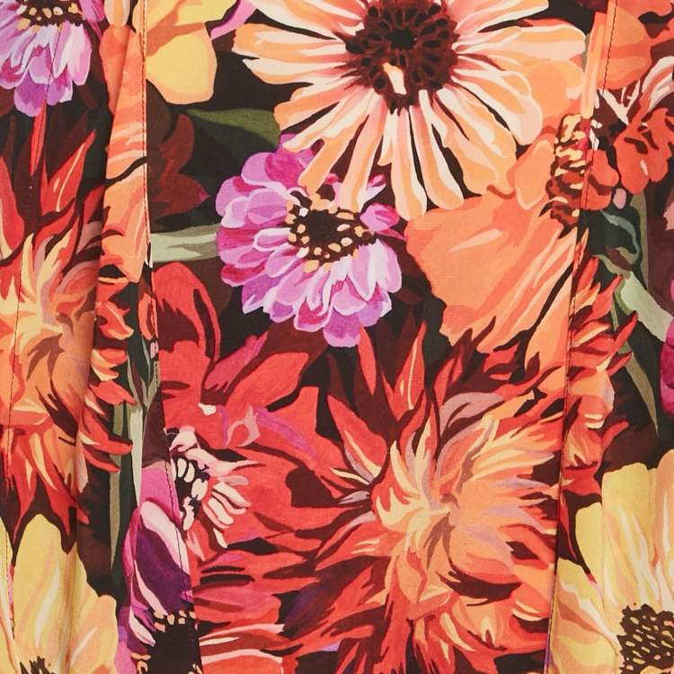 Pre Owned Stella McCartney Multicolor Flower Print Silk Midi Skirt S
