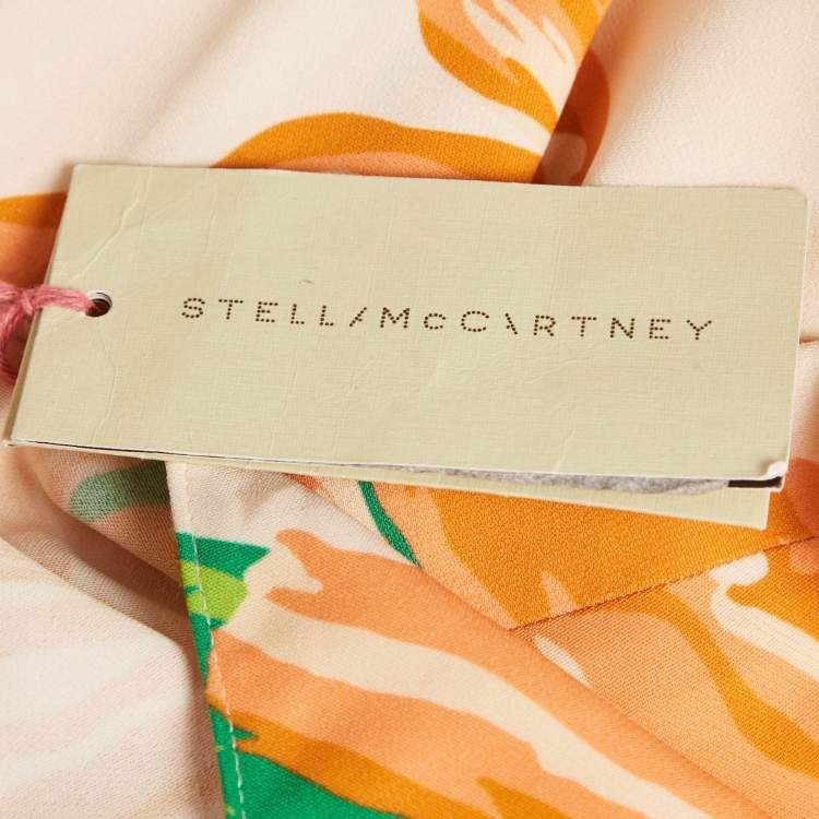 Pre Owned Stella McCartney Orange Floral Print Crepe Blouse S