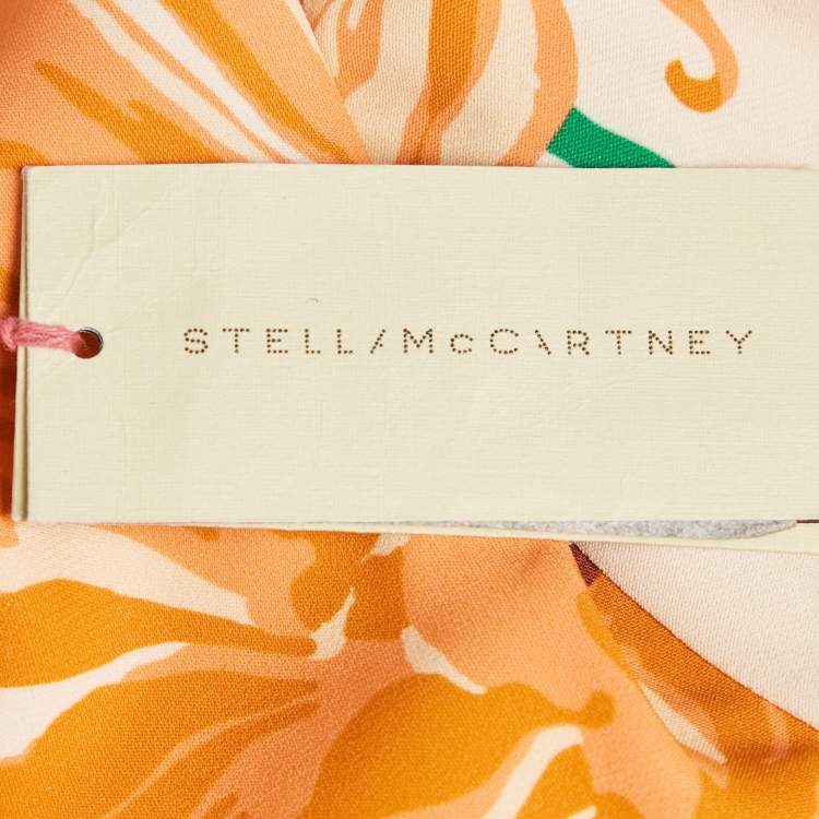 Pre Owned Stella McCartney Orange Floral Print Crepe Blouse S