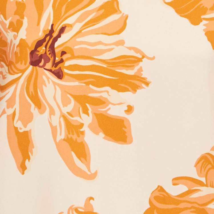 Pre Owned Stella McCartney Orange Floral Print Crepe Blouse S