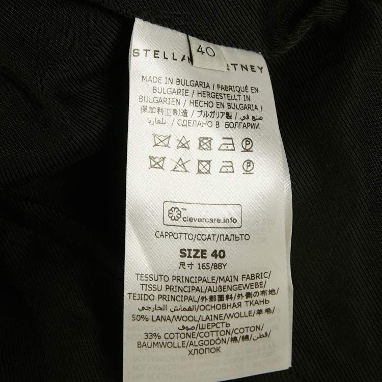 Pre Owned Stella McCartney Monochrome Striped Wool Mid-Length Coat S