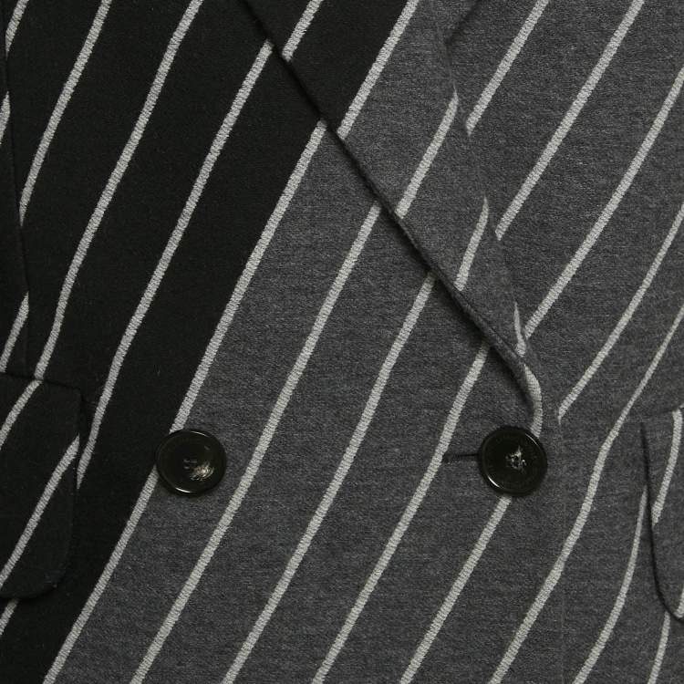 Pre Owned Stella McCartney Monochrome Striped Wool Mid-Length Coat S