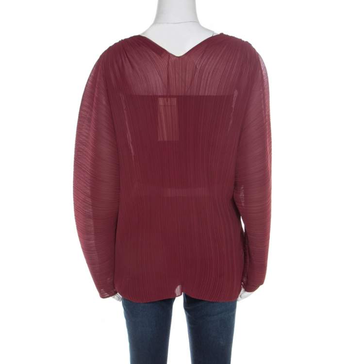 Pre Owned Stella McCartney Bordeaux Plisse Wrap Top S