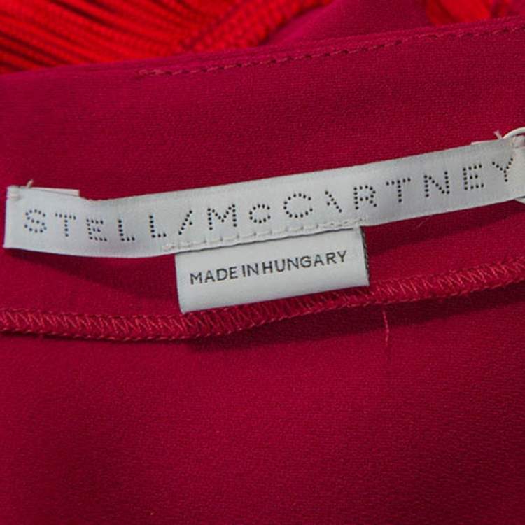 Pre Owned Stella McCartney Red Crepe Fringe Detail Sleeveless Top M