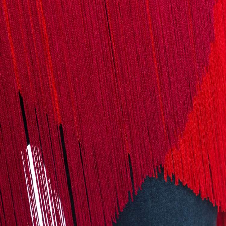 Pre Owned Stella McCartney Red Crepe Fringe Detail Sleeveless Top M