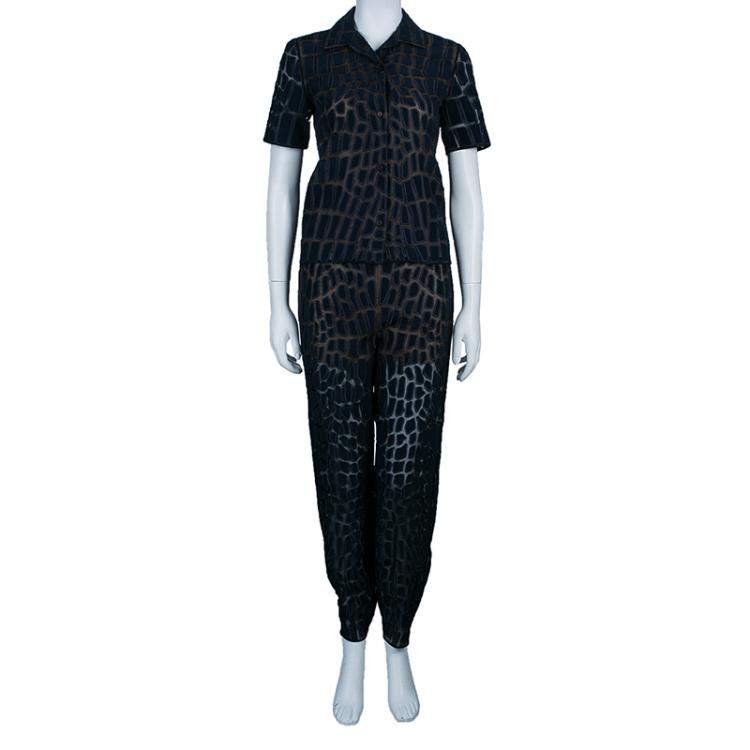 Pre Owned Stella McCartney Navy Textured Top XS And Pants Set S