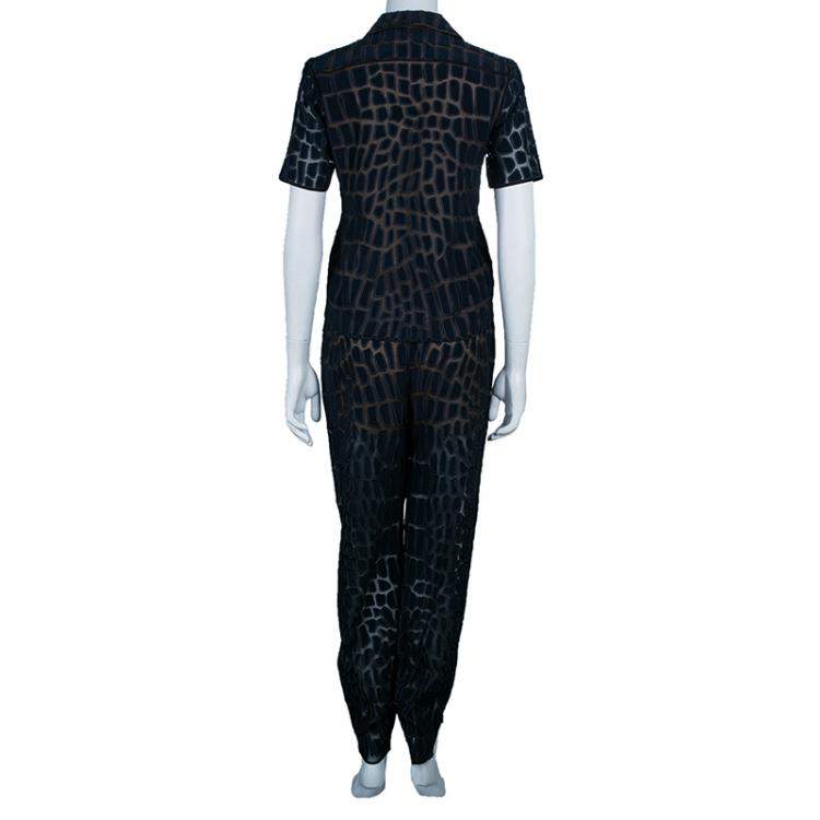 Pre Owned Stella McCartney Navy Textured Top XS And Pants Set S