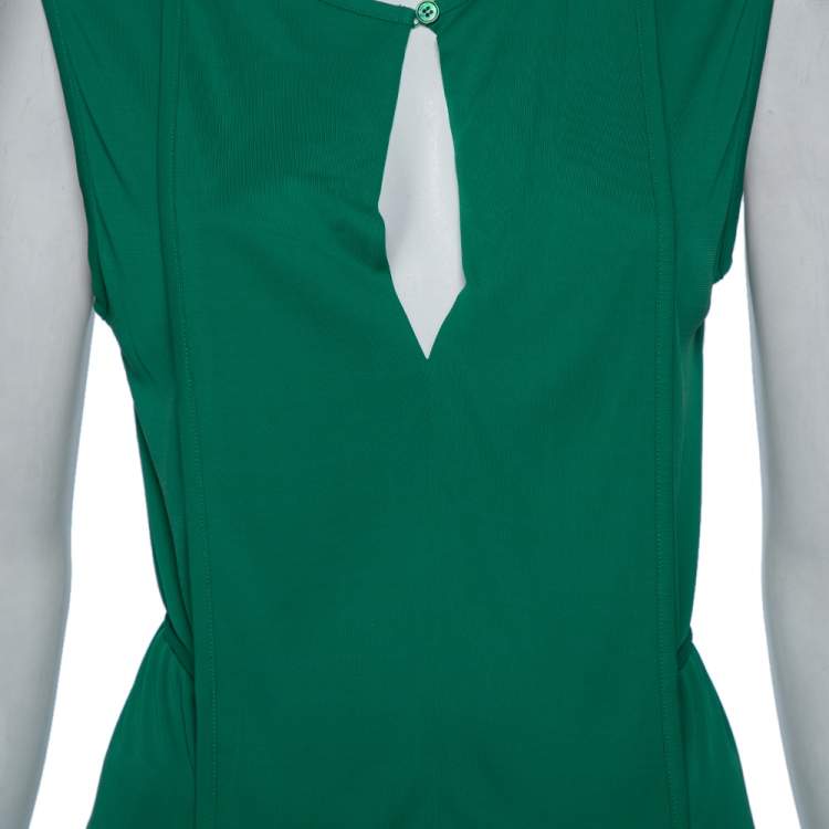 Pre Owned Stella McCartney Green Jersey Pleated Front Detail Top M 