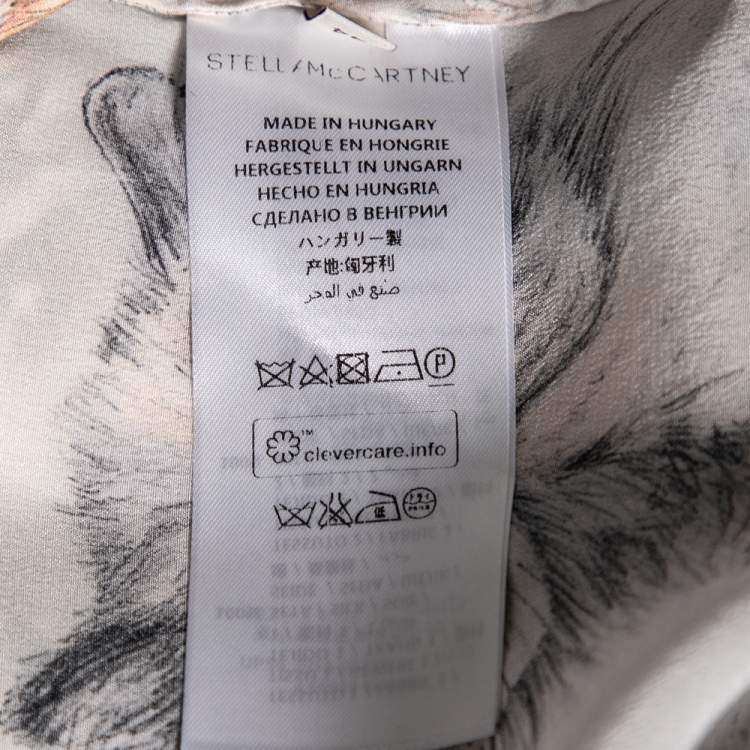 Pre Owned Stella McCartney Multicolored Cat Print Silk Wilson Shirt M