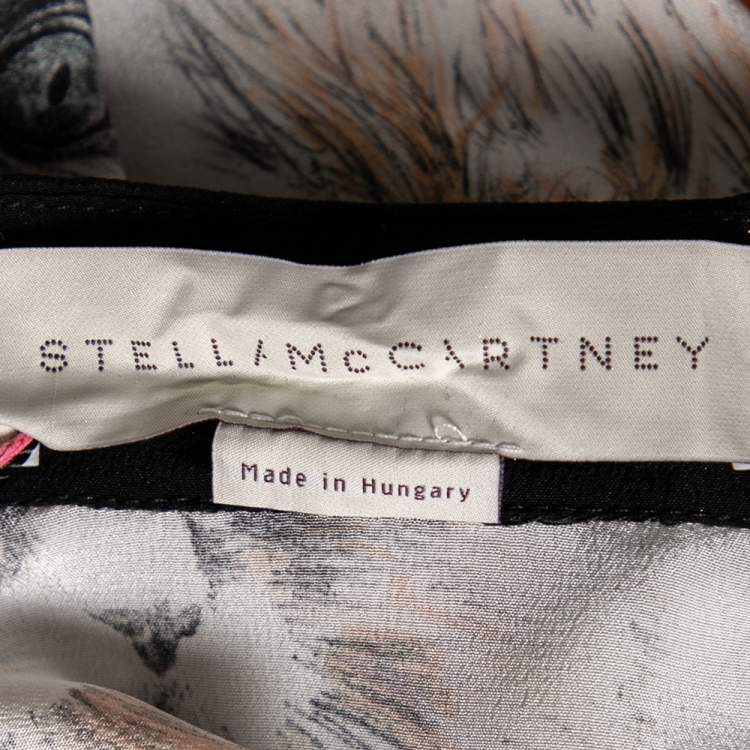 Pre Owned Stella McCartney Multicolored Cat Print Silk Wilson Shirt M