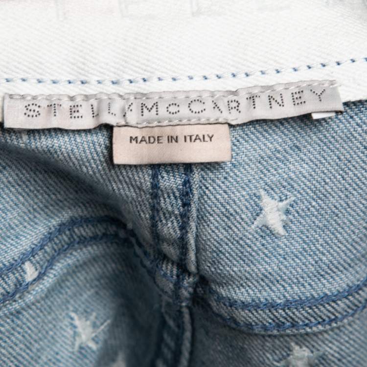 مملوكة مسبقًا Stella McCartney Light Blue Denim Star Embroidered Shorts L