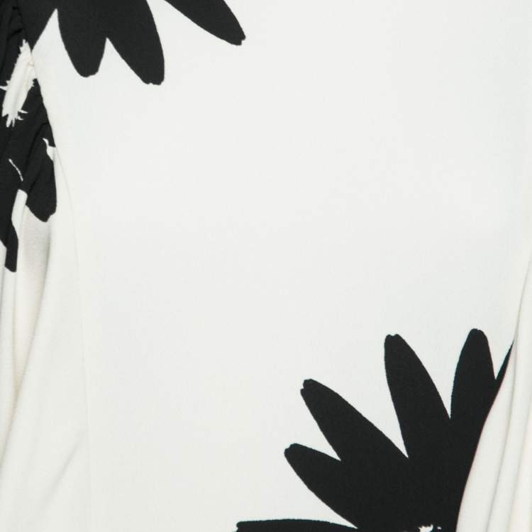 Pre Owned Stella McCartney Cream Floral Print Crepe Cape Styled Dress M