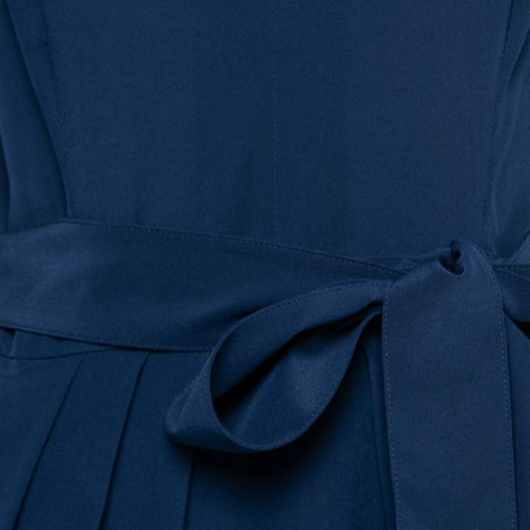 Pre Owned Stella McCartney Blue Silk Deep V-Neck Tulip Dress S
