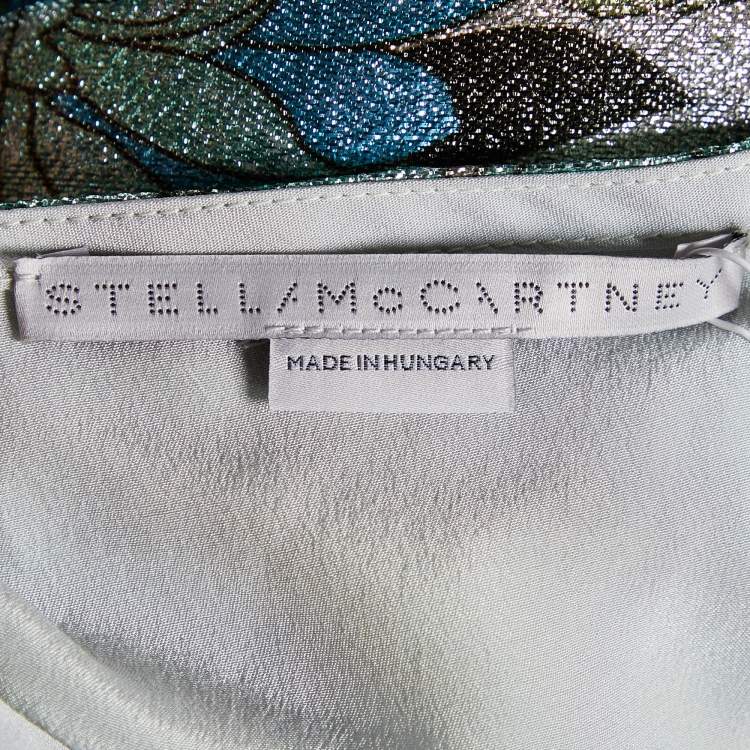 Pre Owned Stella McCartney Green Floral Lurex Mini Dress M
