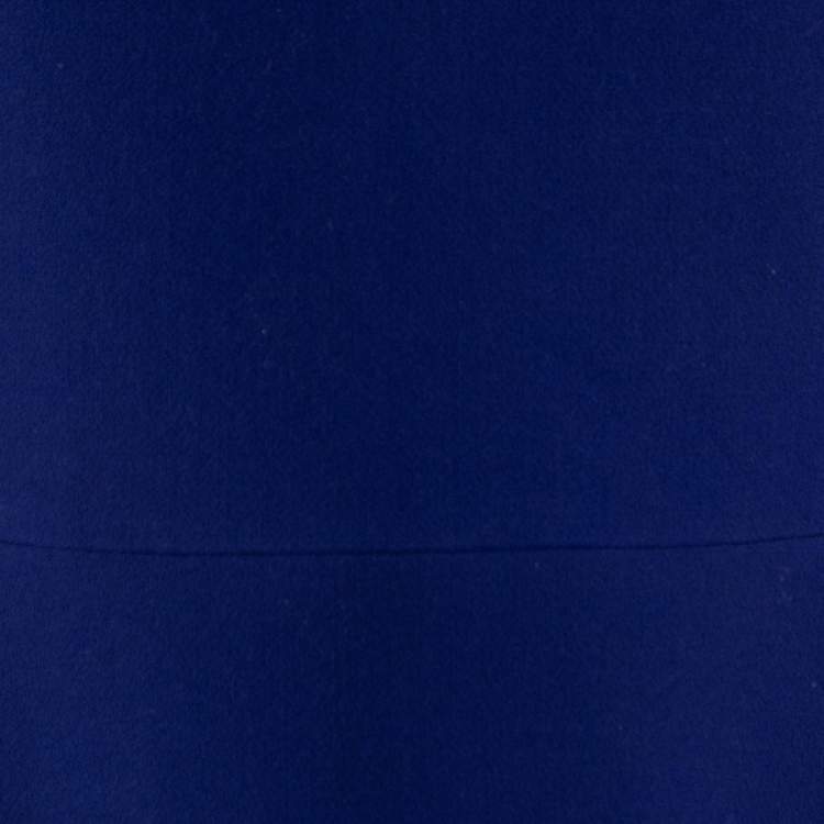 Pre Owned Stella McCartney Navy Blue Floral Wool Jacquard Knit Skater Mini Dress L