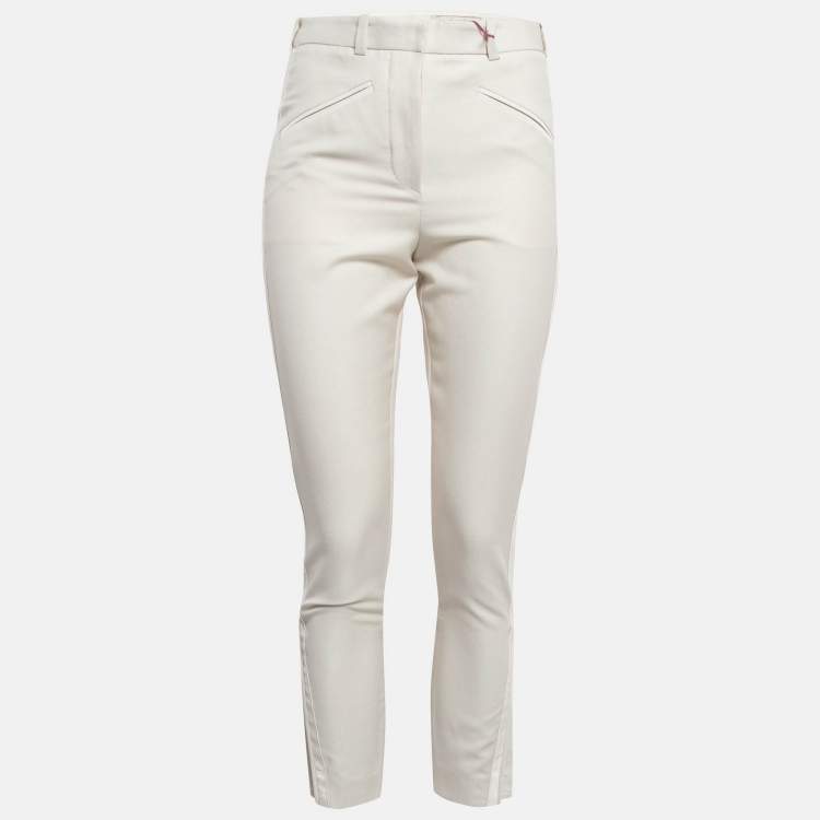 Pre Owned Stella McCartney Cream Side Stripe Wool Blend Formal Trousers S