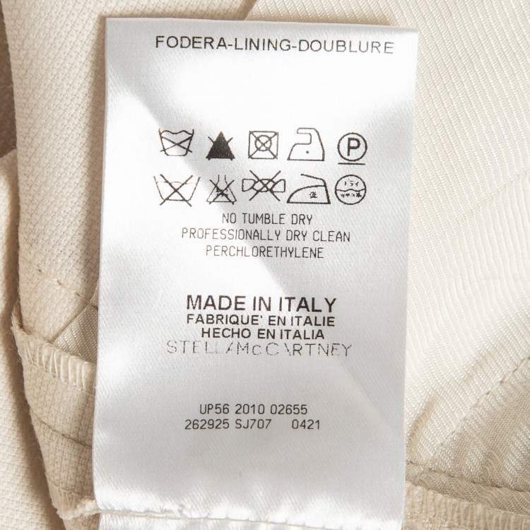 Pre Owned Stella McCartney Cream Side Stripe Wool Blend Formal Trousers S