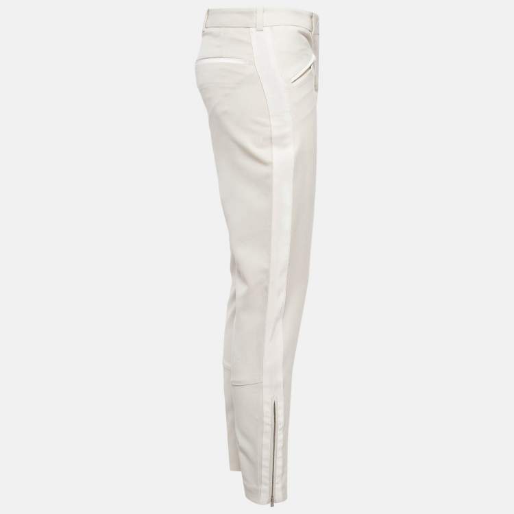 Pre Owned Stella McCartney Cream Side Stripe Wool Blend Formal Trousers S