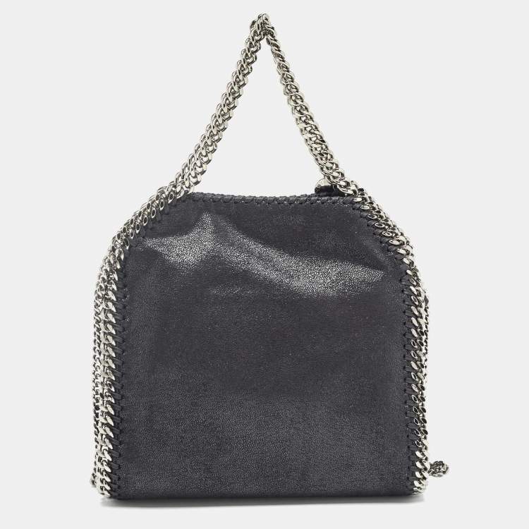 Pre Owned Stella McCartney Black Faux Suede Mini Falabella Tote