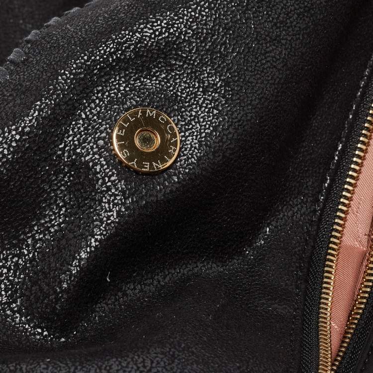 Pre Owned Stella McCartney Black Faux Leather Fold Over Falabella Tote