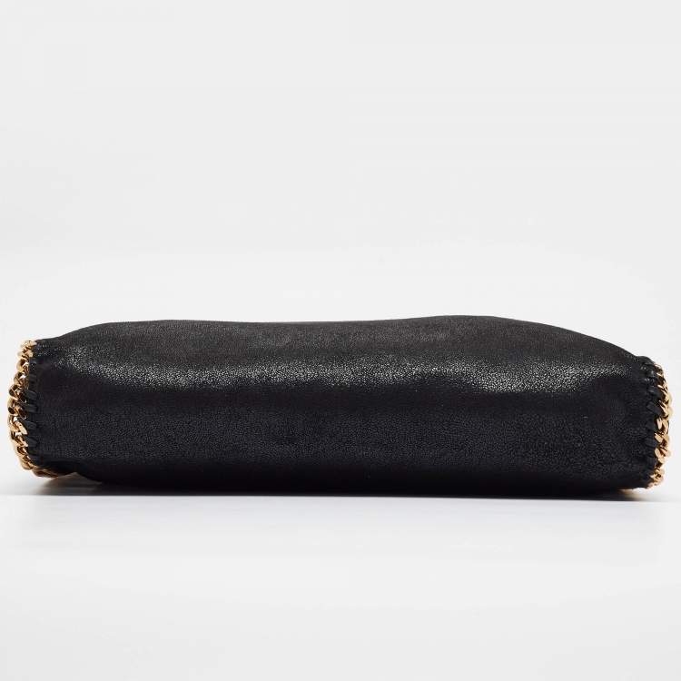 Pre Owned Stella McCartney Black Faux Leather Fold Over Falabella Tote