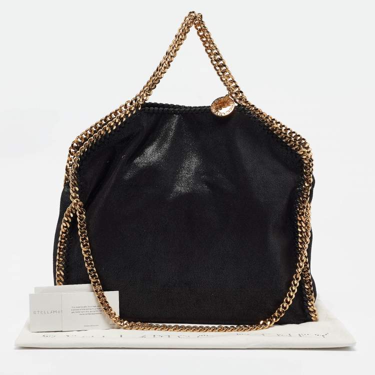 Pre Owned Stella McCartney Black Faux Leather Fold Over Falabella Tote