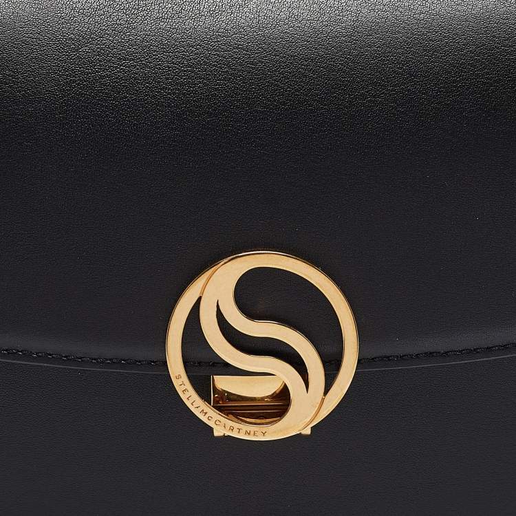 Pre Owned Stella McCartney Black Leather S-Wave Shoulder Bag