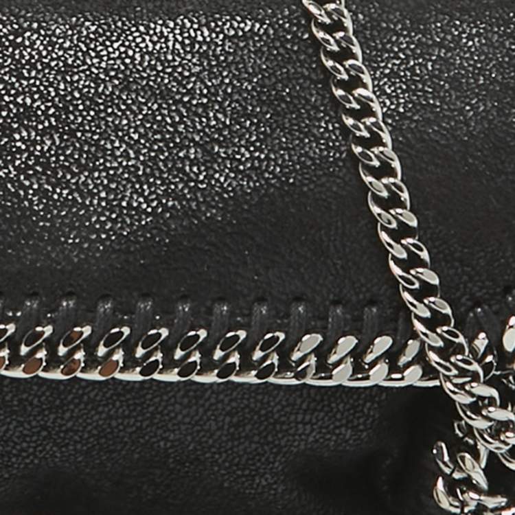 Pre Owned Stella McCartney Black Faux Leather Mini Falabella Flap Convertible Belt Bag