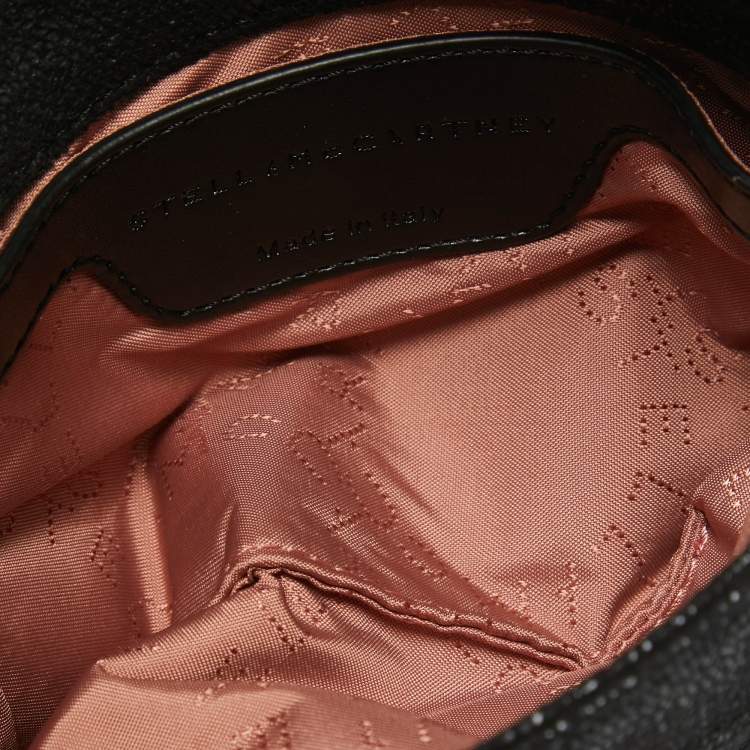Pre Owned Stella McCartney Black Faux Leather Mini Falabella Flap Convertible Belt Bag