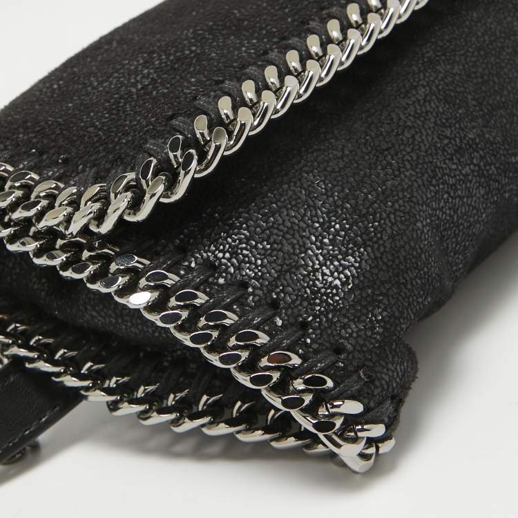 Pre Owned Stella McCartney Black Faux Leather Mini Falabella Flap Convertible Belt Bag