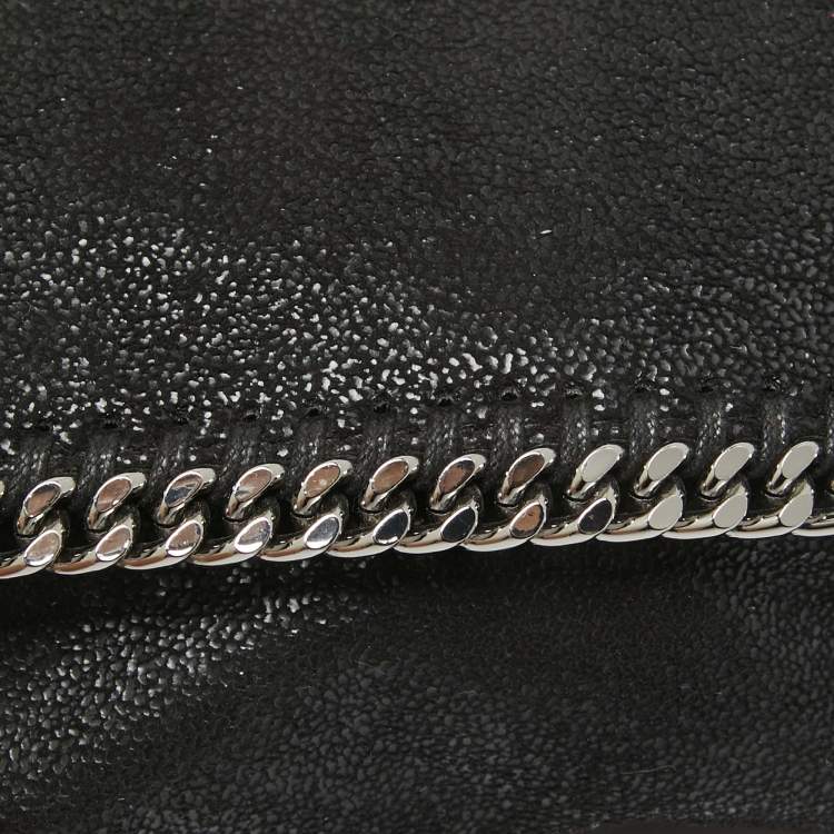 Pre Owned Stella McCartney Black Faux Leather Mini Falabella Flap Convertible Belt Bag