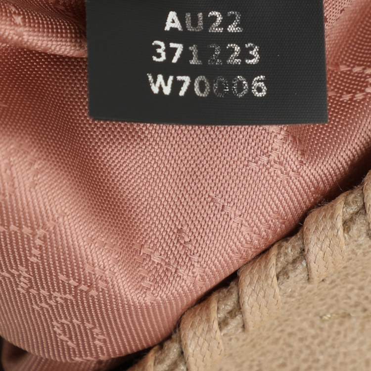Pre Owned Stella McCartney Cream Chevron Quilted Faux Suede Mini Falabella Tote