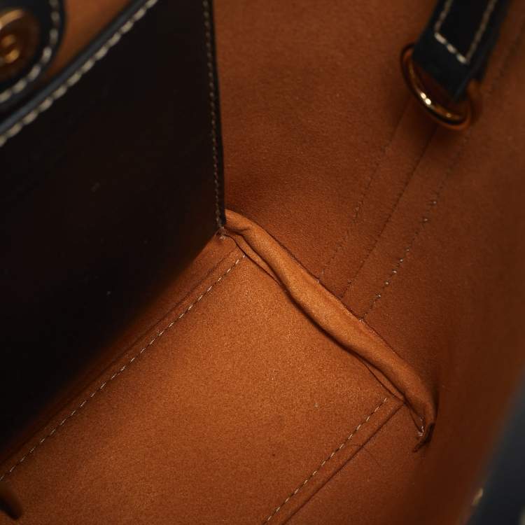 Pre Owned Stella McCartney Cream/Black Canvas and Leather Small Logo Tote
