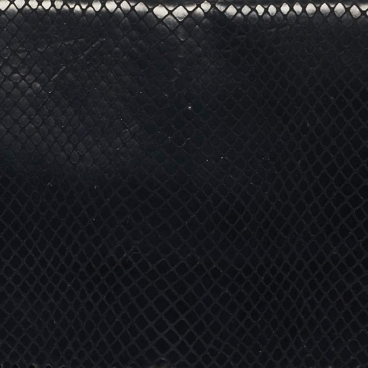 Pre Owned Stella McCartney Black Python Effect Faux Suede Falabella Fold Over Clutch