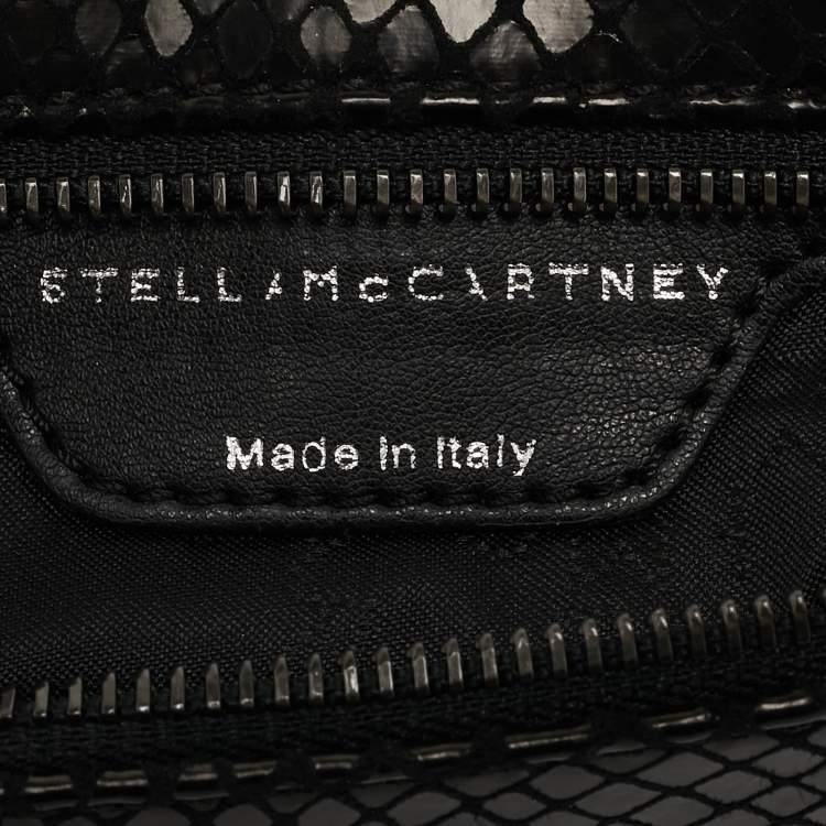 Pre Owned Stella McCartney Black Python Effect Faux Suede Falabella Fold Over Clutch