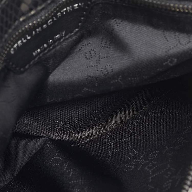 Pre Owned Stella McCartney Black Python Effect Faux Suede Falabella Fold Over Clutch