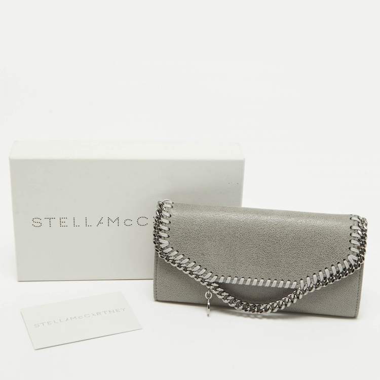 Pre Owned Stella McCartney Grey Faux Leather Falabella Flap Continental Wallet