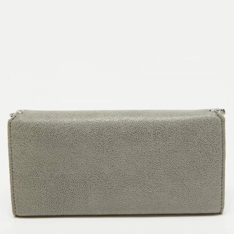 Pre Owned Stella McCartney Grey Faux Leather Falabella Flap Continental Wallet