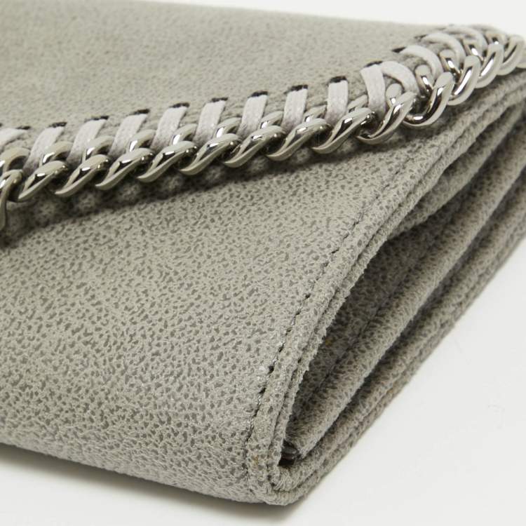 Pre Owned Stella McCartney Grey Faux Leather Falabella Flap Continental Wallet