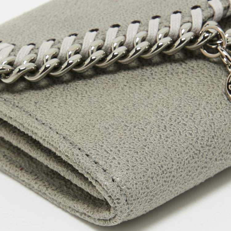 Pre Owned Stella McCartney Grey Faux Leather Falabella Flap Continental Wallet