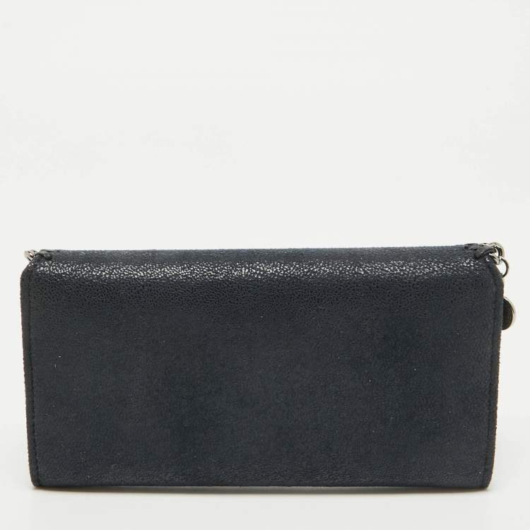 Pre Owned Stella McCartney Navy Blue Faux Leather Falabella Continental Wallet