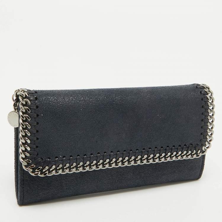 Pre Owned Stella McCartney Navy Blue Faux Leather Falabella Continental Wallet