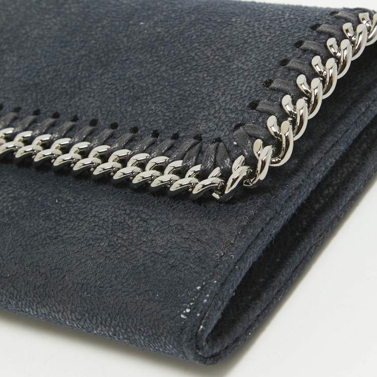 Pre Owned Stella McCartney Navy Blue Faux Leather Falabella Continental Wallet