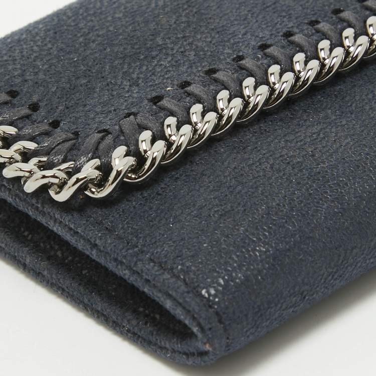 Pre Owned Stella McCartney Navy Blue Faux Leather Falabella Continental Wallet