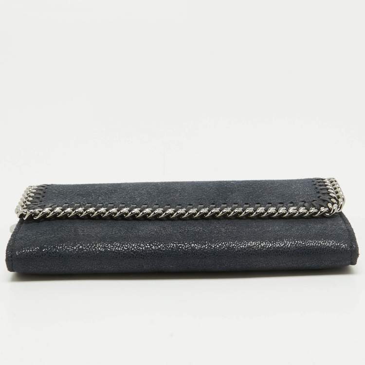 Pre Owned Stella McCartney Navy Blue Faux Leather Falabella Continental Wallet