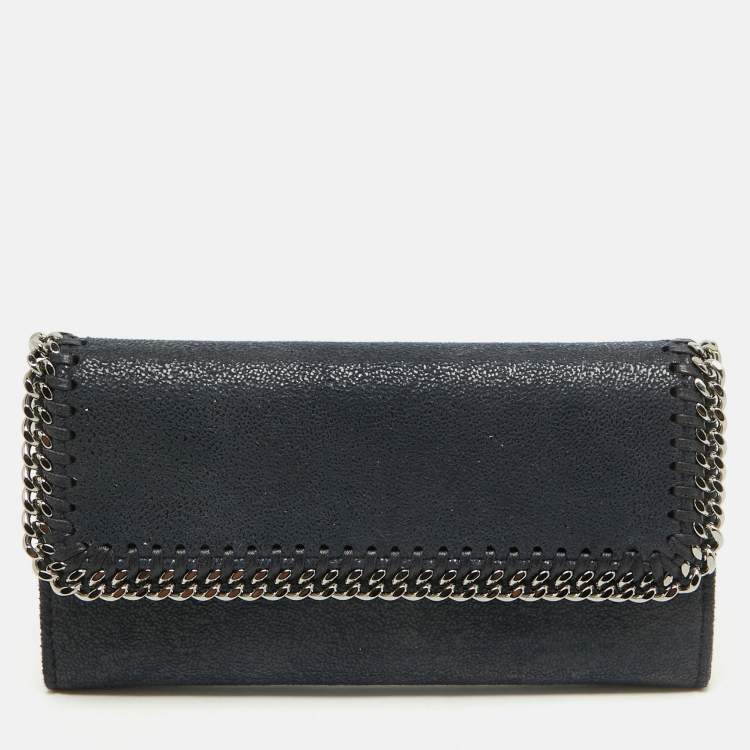 Pre Owned Stella McCartney Navy Blue Faux Leather Falabella Continental Wallet